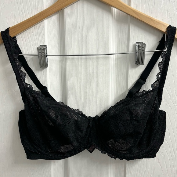 Victoria’s Secret Unlined Demi Bra 36DD Black Lace Balconette Convertible - Picture 1 of 6